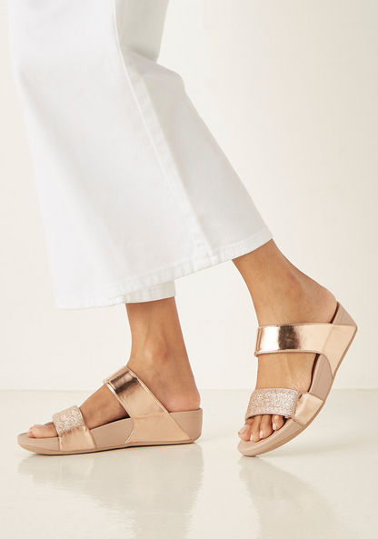 Le Confort Glitter Textured Slip-On Flatform Heeled Sandals-Women%27s Heel Sandals-image-0