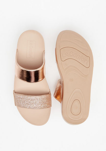 Le Confort Glitter Textured Slip-On Flatform Heeled Sandals-Women%27s Heel Sandals-image-4