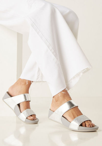 Le Confort Glitter Textured Slip-On Flatform Heeled Sandals-Women%27s Heel Sandals-image-0