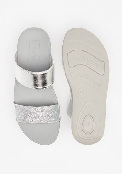 Le Confort Glitter Textured Slip-On Flatform Heeled Sandals-Women%27s Heel Sandals-image-4