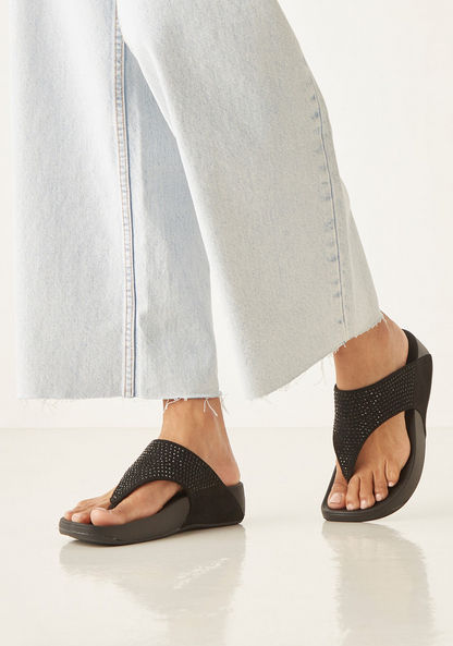 Le Confort Embellished Slip-On Thong Sandals-Women%27s Flat Sandals-image-1