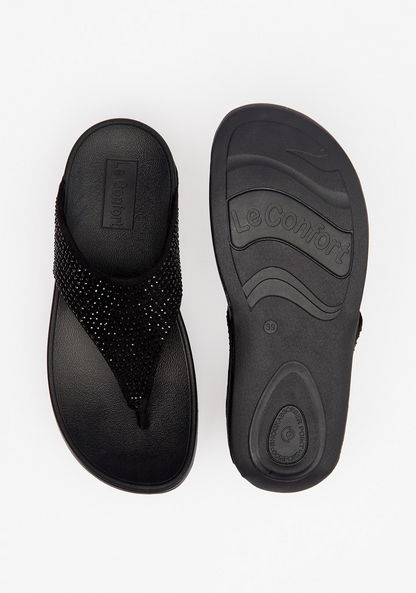 Le Confort Embellished Slip-On Thong Sandals-Women%27s Flat Sandals-image-6