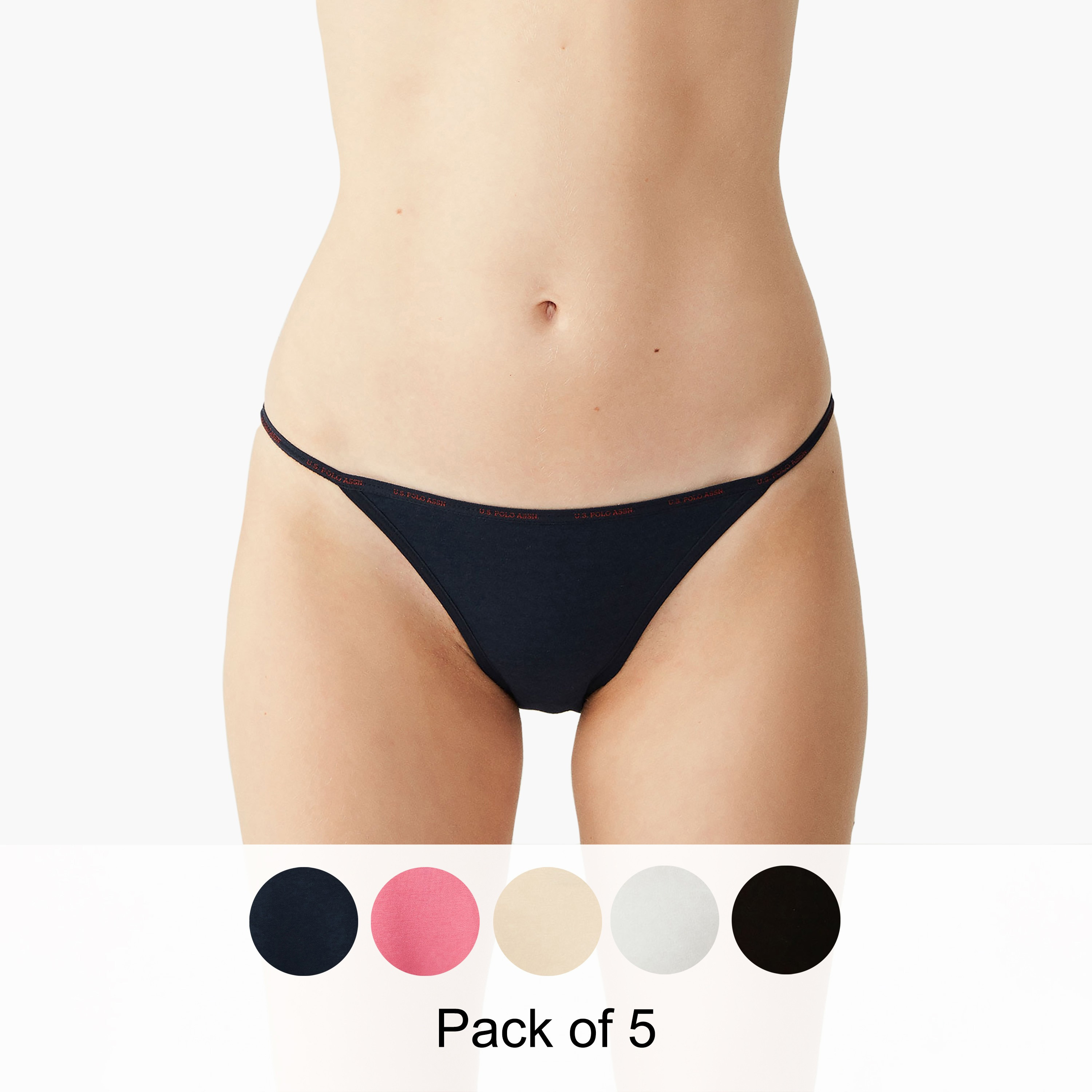 U.S. Polo Assn. Pack of 5 String Bikini Multicolour Women's Panty-women-clothing-lingerie-panties-image-1
