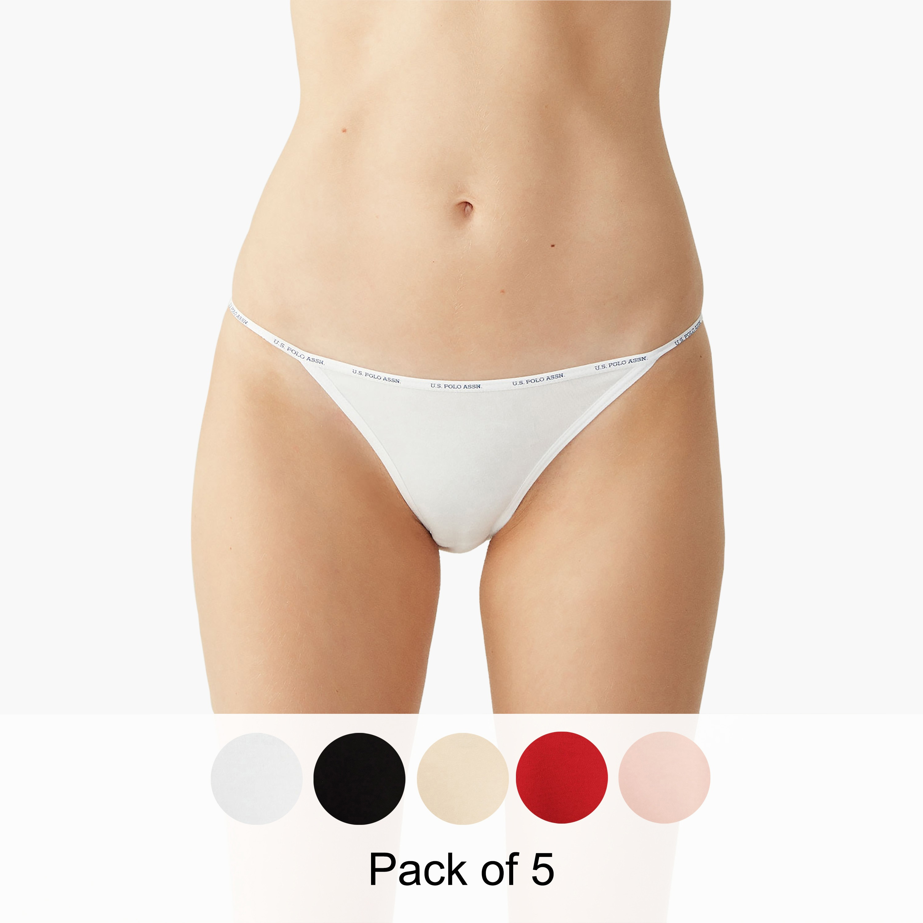 مجموعة من 5 قطع بكيني متعددة الألوان من يو اس بولو أسسن للنساء-women-clothing-lingerie-panties-image-15