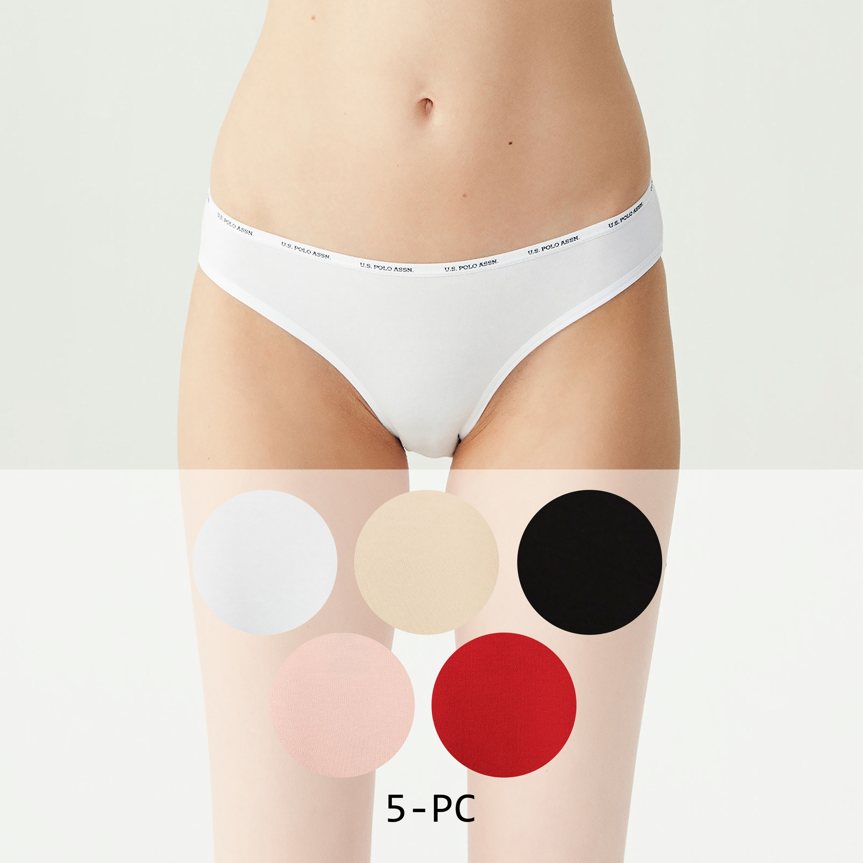 مجموعة من 5 سراويل داخلية نسائية متعددة الألوان من يو اس بولو أسسن-women-clothing-lingerie-panties-image-16