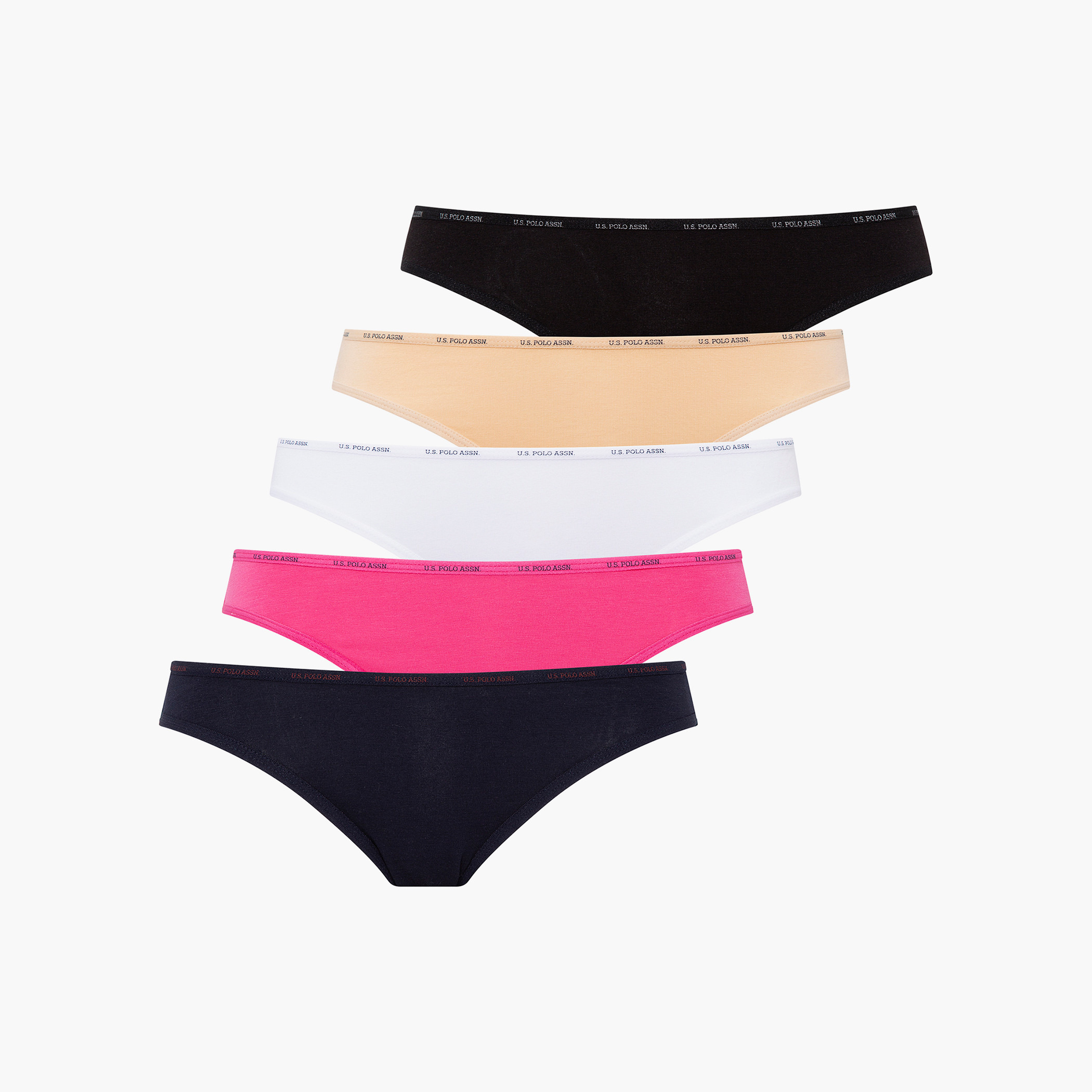 Pack of 5 U.S. Polo Assn. Women Multicolour Brand Print Waistband Slip Briefs-women-clothing-lingerie-panties-image-1