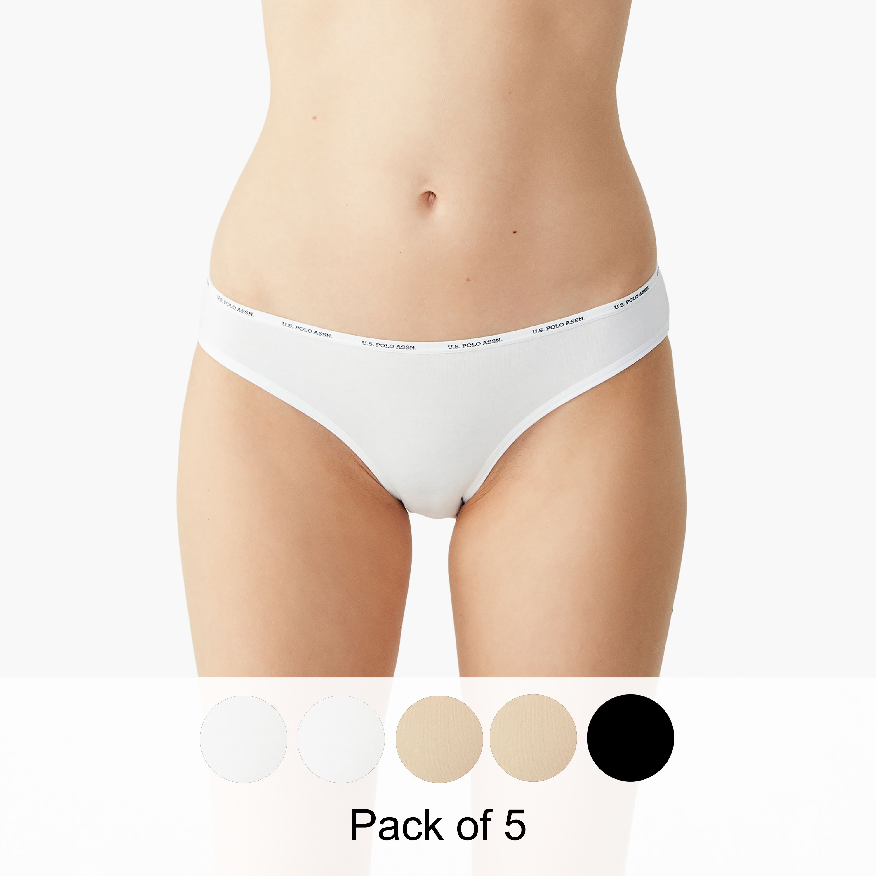 مجموعة من 5 سراويل داخلية نسائية متعددة الألوان من يو اس بولو أسسن-women-clothing-lingerie-panties-image-16