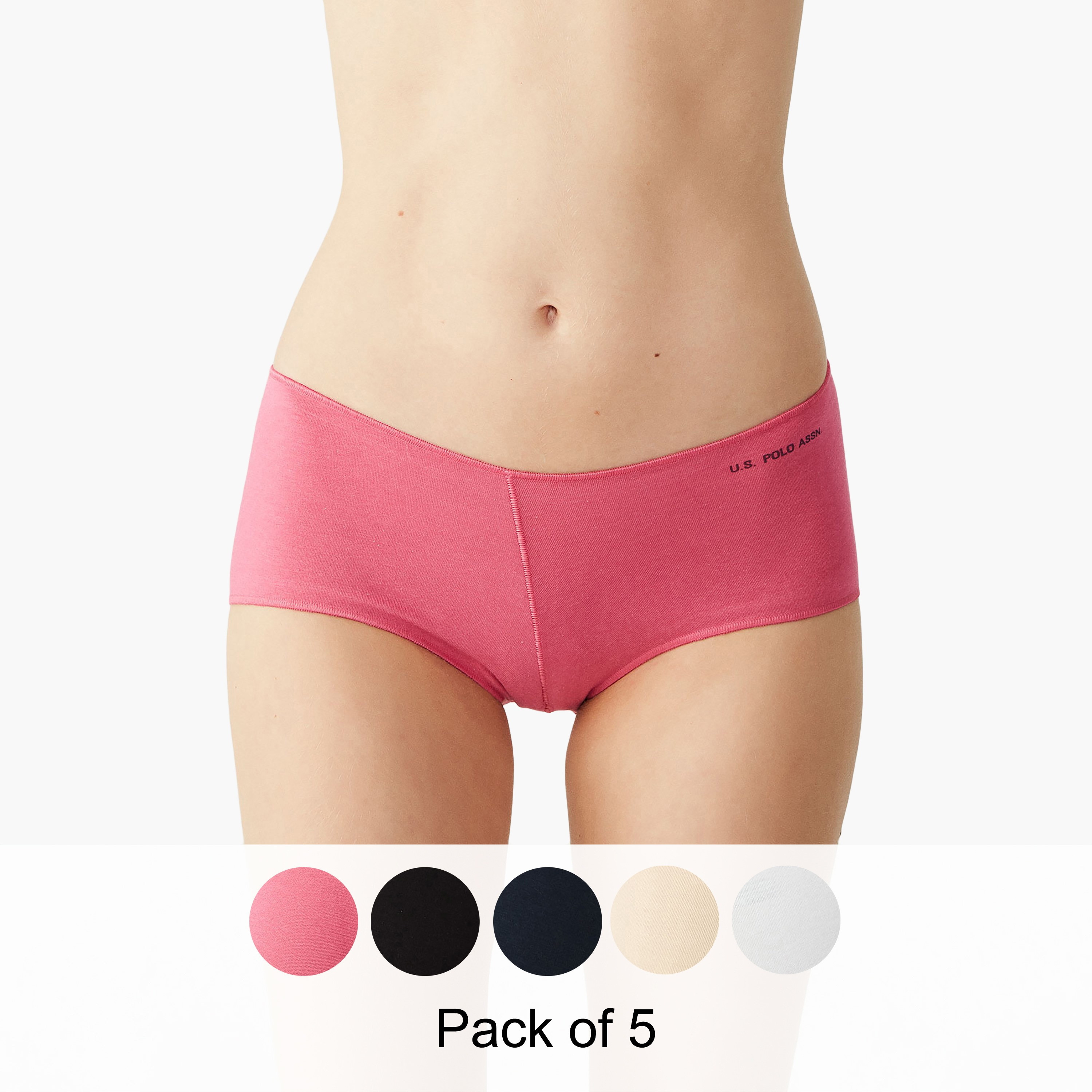 مجموعة من 5 سراويل داخلية نسائية متعددة الألوان من مجموعة يو اس بولو أسسن-women-clothing-lingerie-panties-image-1