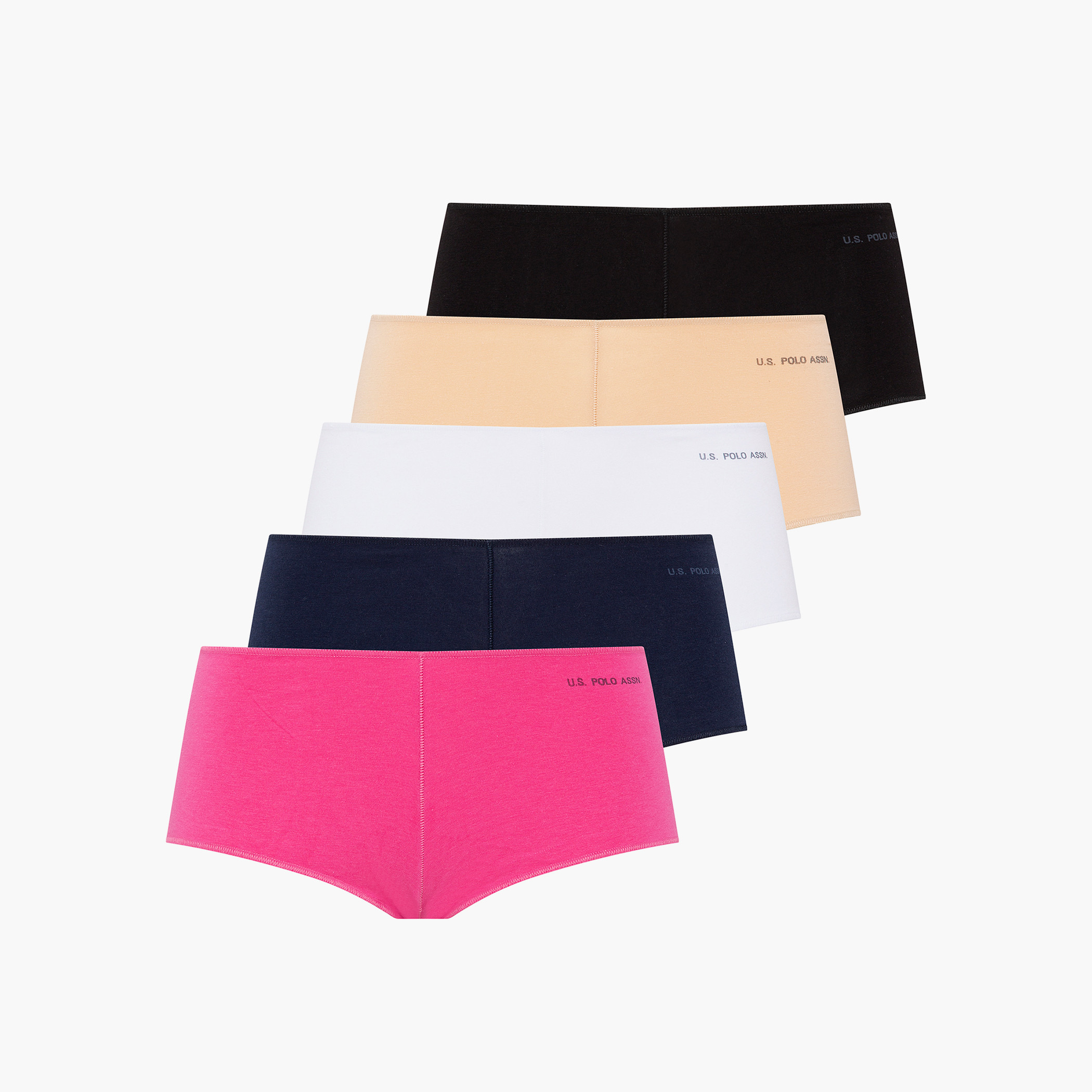 مجموعة من 5 قطع من يو اس بولو اسن من سراويل داخلية بويشورت سادة نسائية مع متعددة الألوان-women-clothing-lingerie-panties-image-1