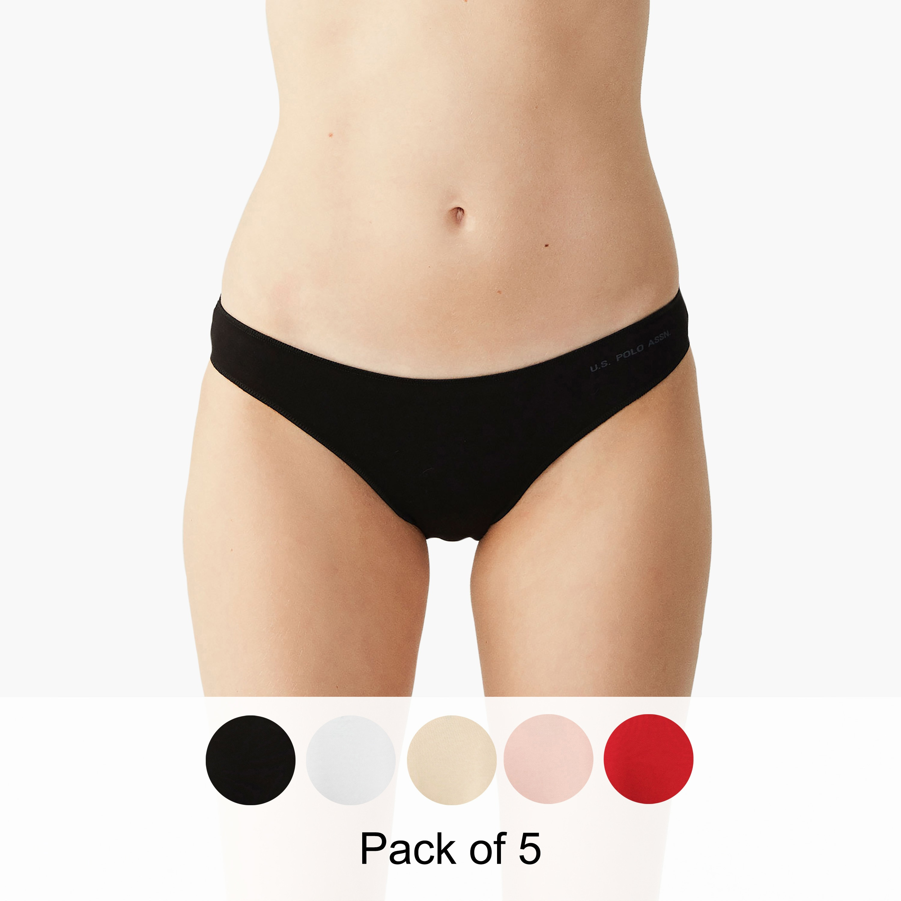 مجموعة من 5 سراويل داخلية نسائية متعددة الألوان من يو اس بولو أسسن-women-clothing-lingerie-panties-image-1