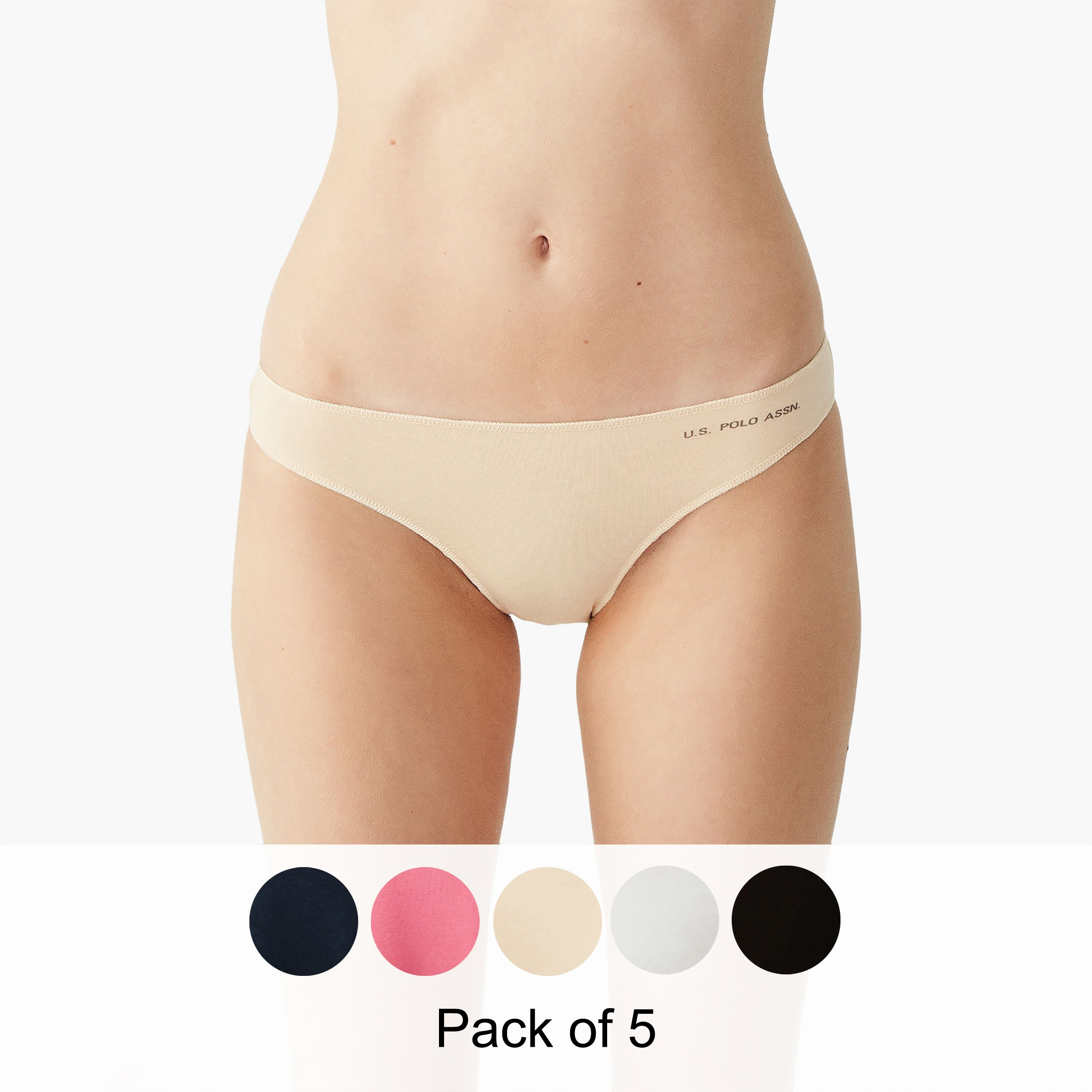 مجموعة من 5 سراويل داخلية نسائية متعددة الألوان من يو اس بولو أسسن-women-clothing-lingerie-panties-image-17