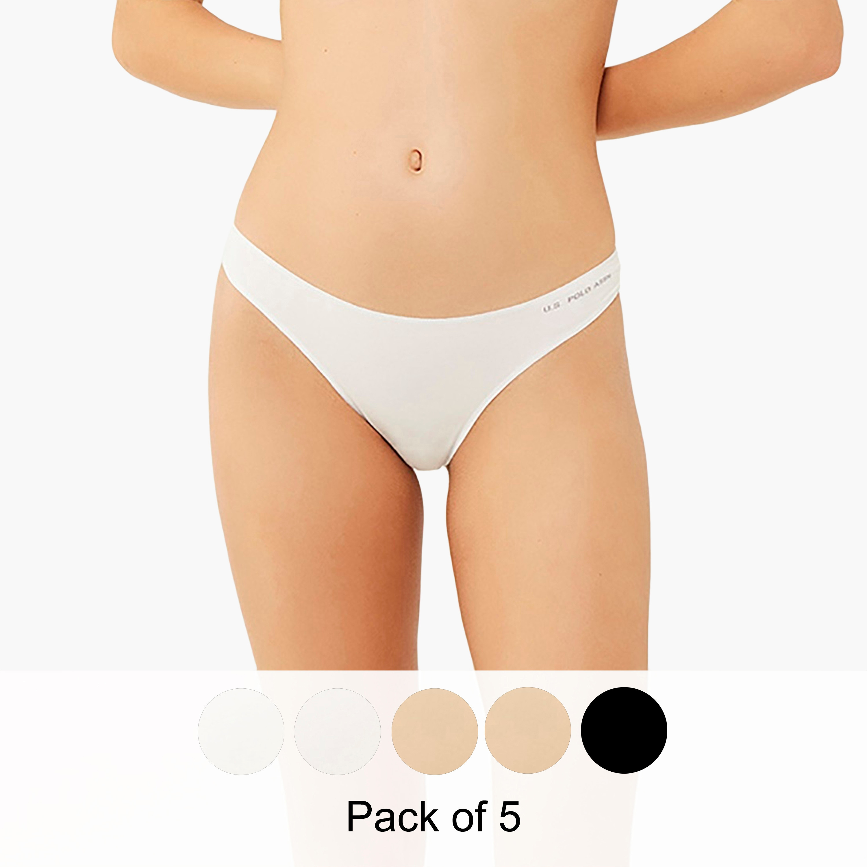 مجموعة من 5 سراويل داخلية نسائية متعددة الألوان من يو اس بولو أسسن-women-clothing-lingerie-panties-image-38