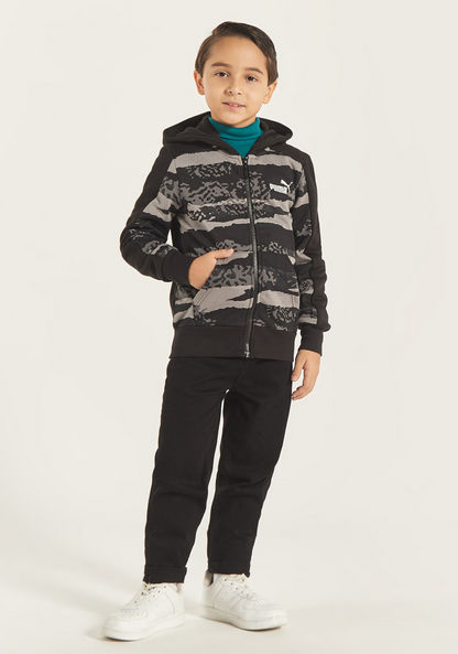 PUMA Printed Sweatshirt with Hood and Zip Closure-Tops-image-0