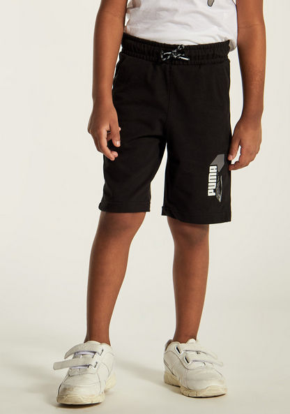 PUMA Logo Print Shorts with Drawstring Closure and Pockets-Shorts-image-1