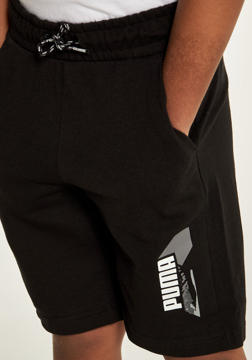PUMA Logo Print Shorts with Drawstring Closure and Pockets-Shorts-image-2