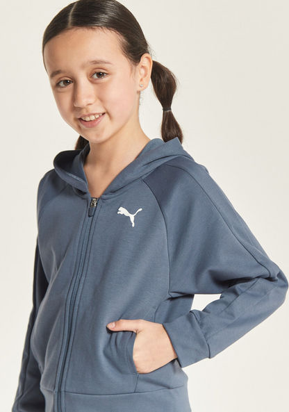 PUMA Logo Print Zip Through Sweatshirt with Hood and Pockets-Sweatshirts-image-2