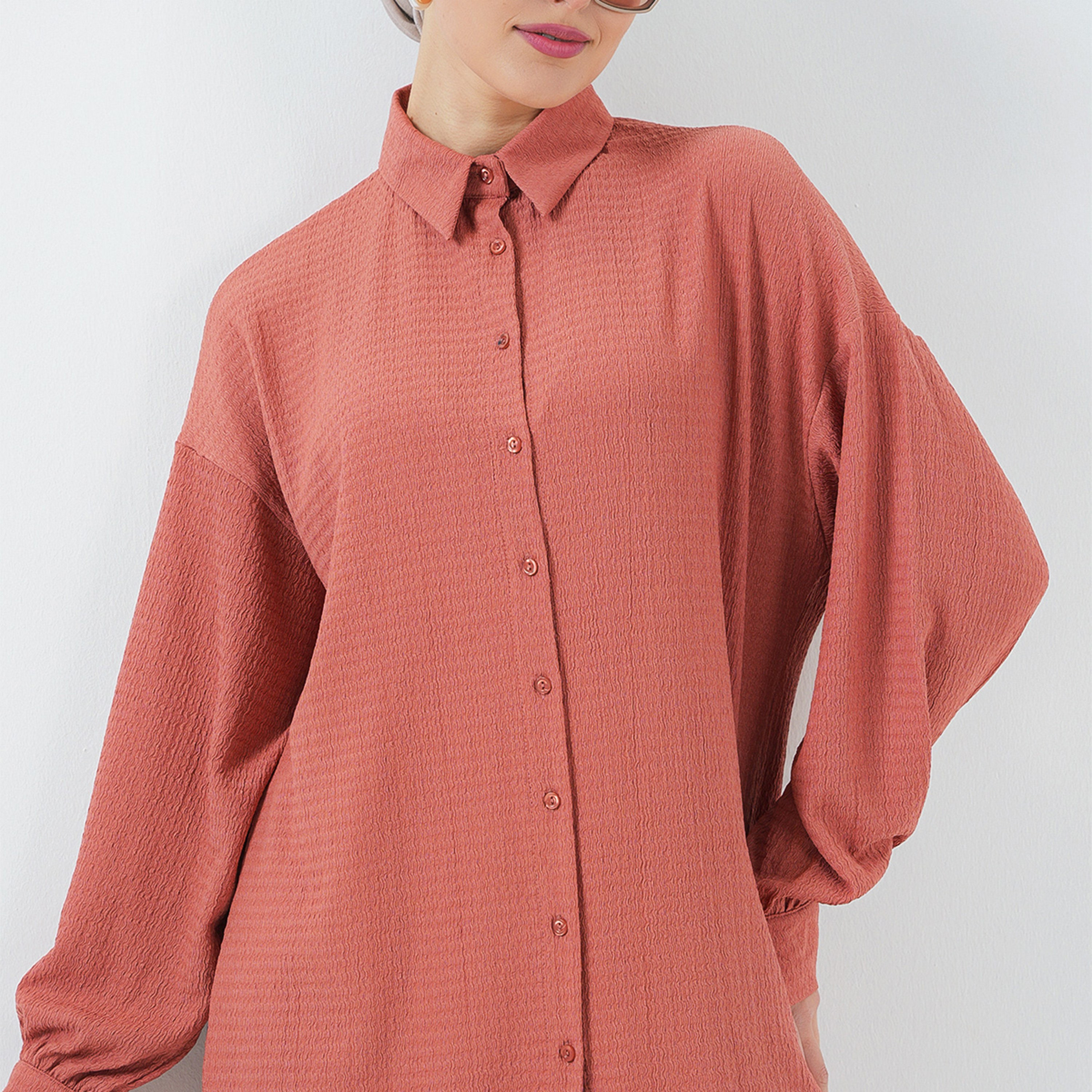 طقم نسائي بنسيج مزخرف، تونيك بأكمام منسدلة وسروال من بيجدارت-women-clothing-coordsets-image-22