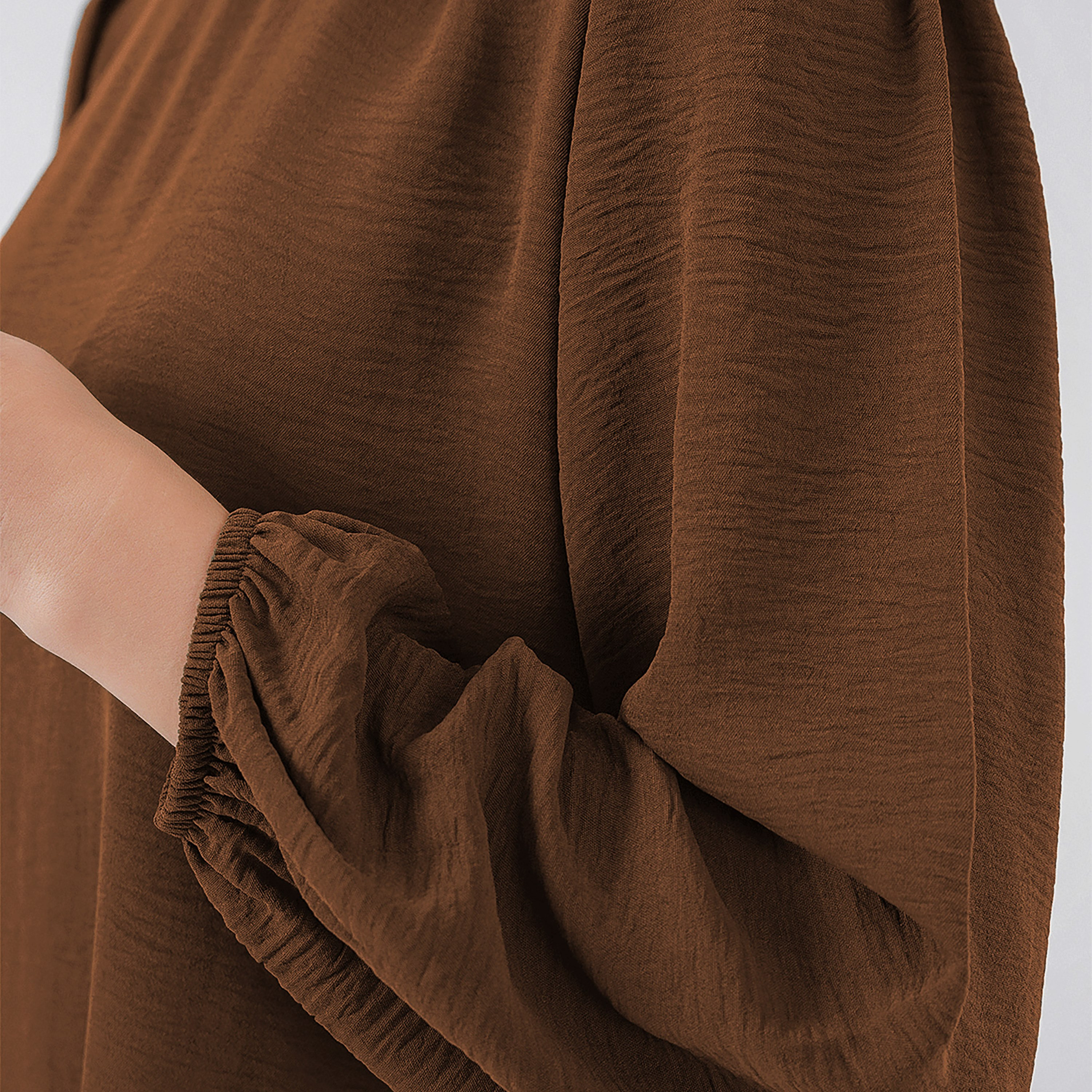 طقم نسائي بقميص تونيك بأكمام بالون منسوجة وبنطلون مع حجاب من بيجدارت-women-clothing-coordsets-image-16