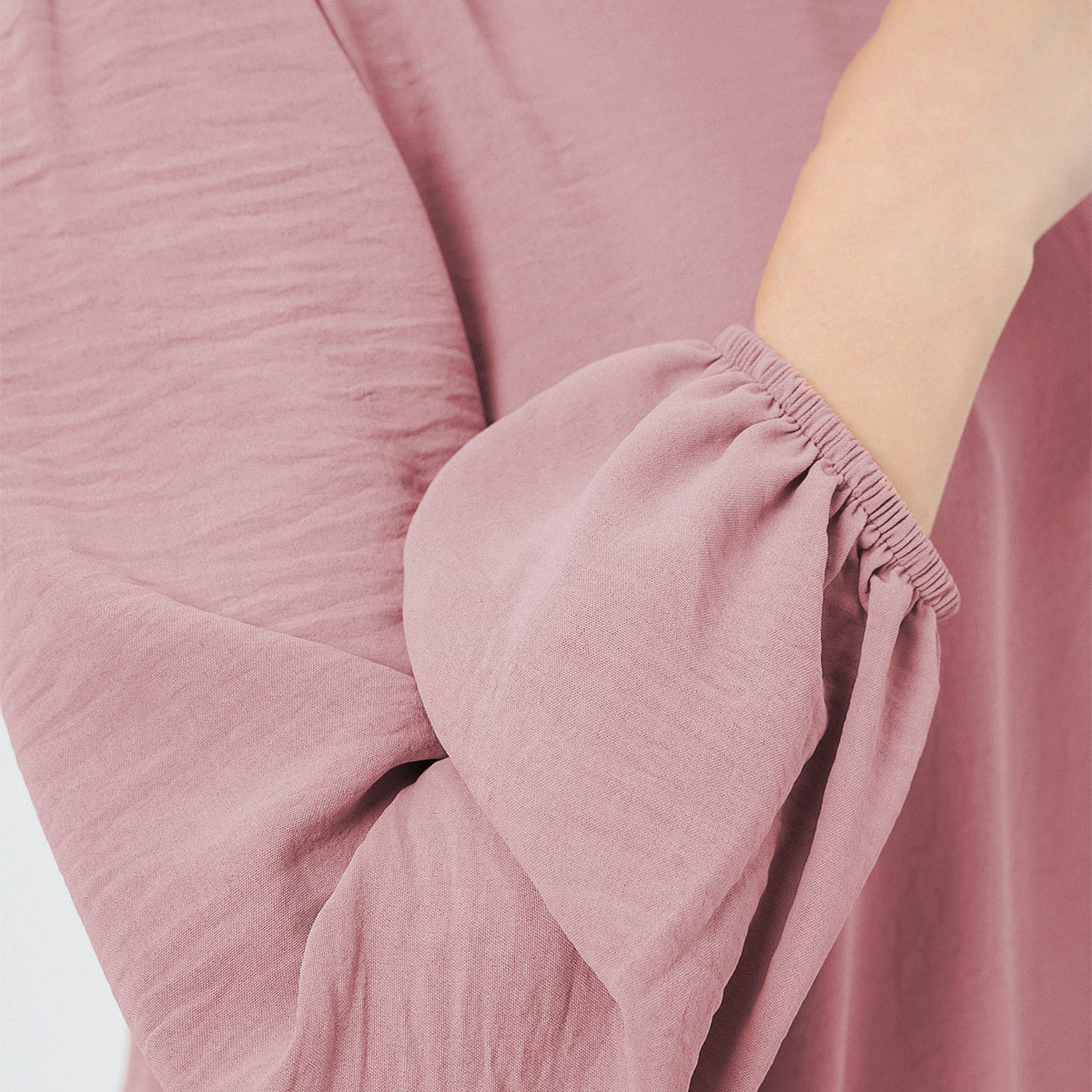 طقم نسائي بقميص تونيك بأكمام بالون منسوجة وبنطلون مع حجاب من بيجدارت-women-clothing-coordsets-image-37