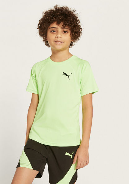 PUMA Logo Detail Round Neck T-shirt with Short Sleeves-T Shirts-image-0