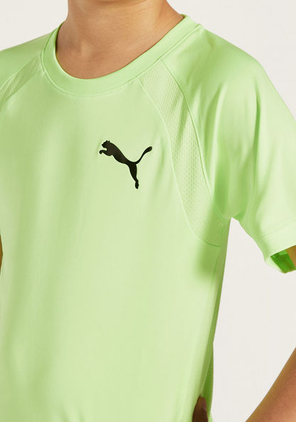 PUMA Logo Detail Round Neck T-shirt with Short Sleeves-T Shirts-image-2