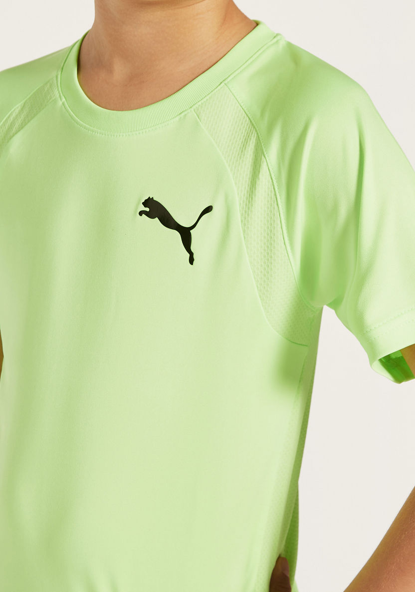 PUMA Logo Detail Round Neck T-shirt with Short Sleeves-T Shirts-image-2