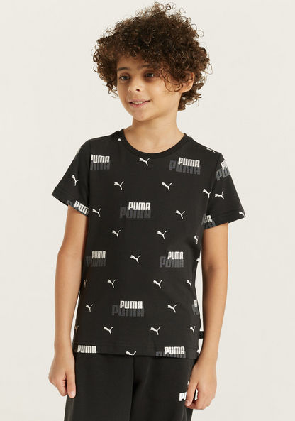 PUMA All-Over Print T-shirt with Short Sleeves-Tops-image-0