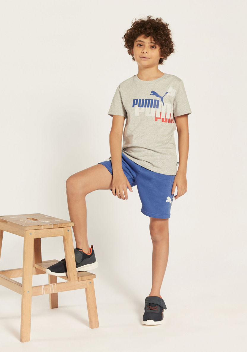 PUMA Logo Print Round Neck T-shirt with Short Sleeves-T Shirts-image-1