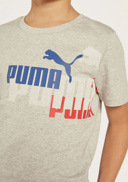 PUMA Logo Print Round Neck T-shirt with Short Sleeves-T Shirts-image-2
