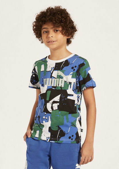 PUMA Printed Round Neck T-shirt with Short Sleeves-T Shirts-image-0