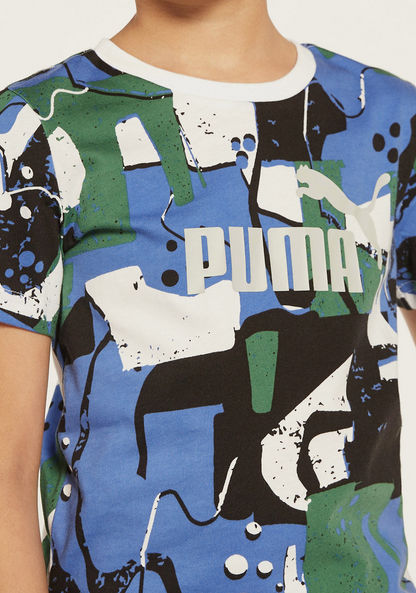 PUMA Printed Round Neck T-shirt with Short Sleeves-T Shirts-image-2