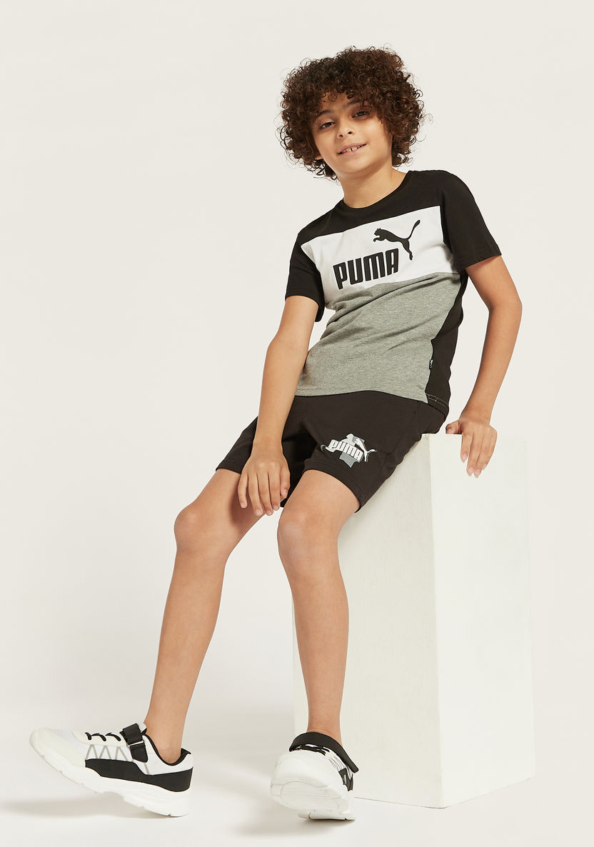 PUMA Logo Print Shorts with Pockets-Shorts-image-0