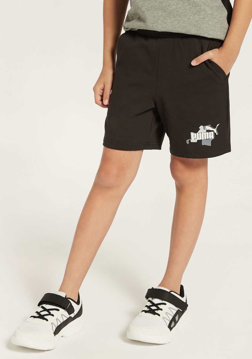 PUMA Logo Print Shorts with Pockets-Shorts-image-1