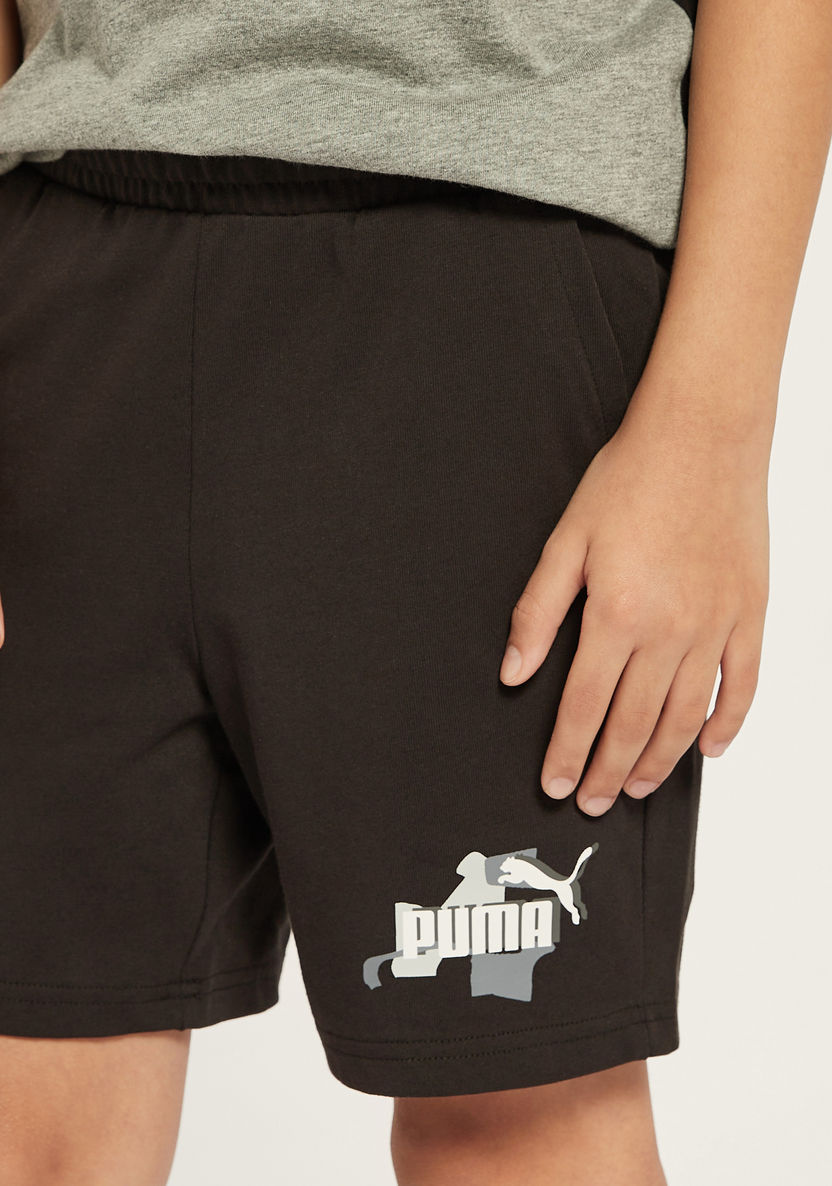 PUMA Logo Print Shorts with Pockets-Shorts-image-2