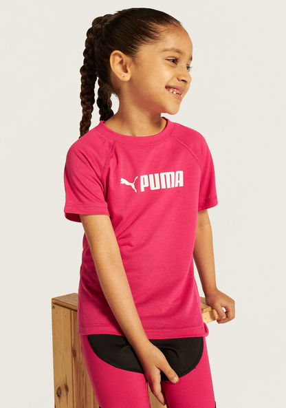 PUMA Logo Print Round Neck T-shirt with Raglan Sleeves-T Shirts-image-0