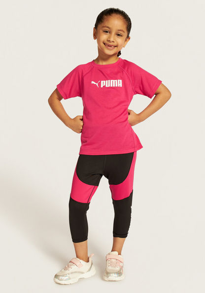 PUMA Logo Print Round Neck T-shirt with Raglan Sleeves-T Shirts-image-1