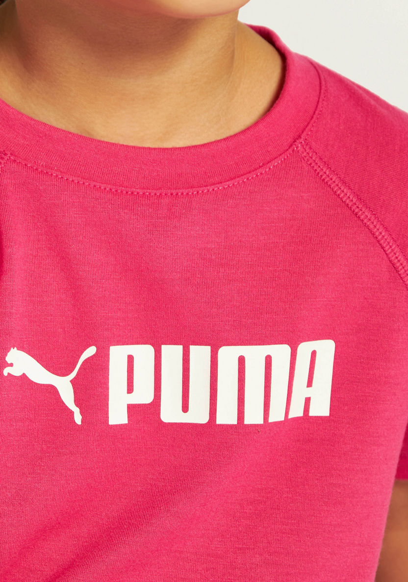 PUMA Logo Print Round Neck T-shirt with Raglan Sleeves-T Shirts-image-2