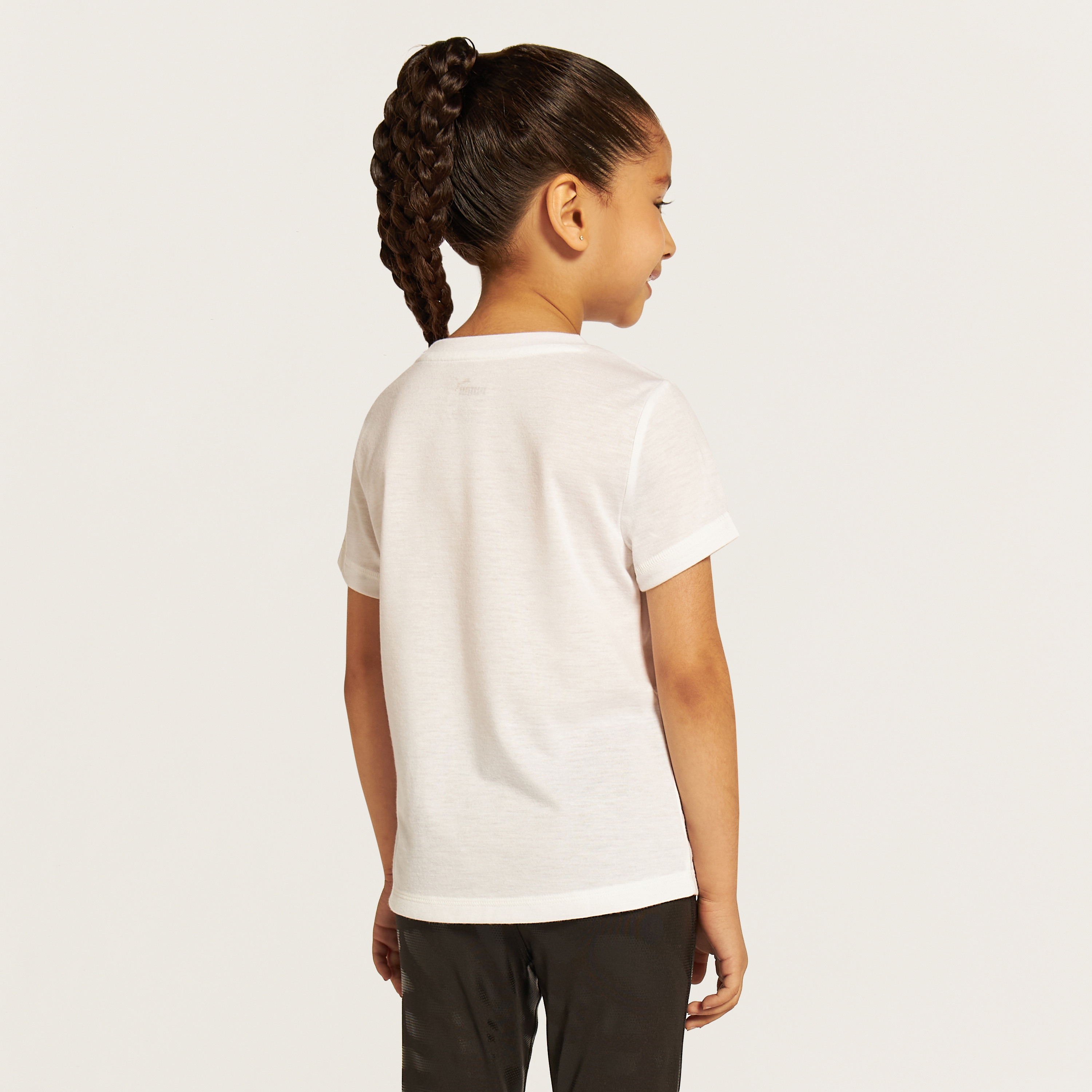 PUMA Logo Print Crew Neck T-shirt with Short Sleeves-girls-clothing-tshirts-image-4