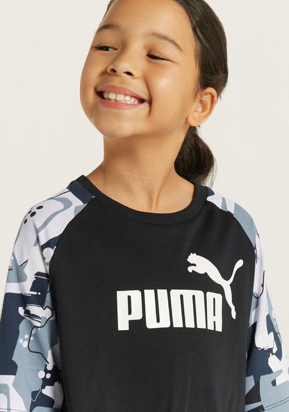 PUMA Logo Print T-shirt with Raglan Sleeves-Tops-image-2