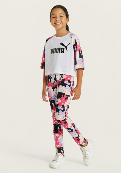 PUMA All-Over Print Leggings with Elasticated Waistband-Bottoms-image-0