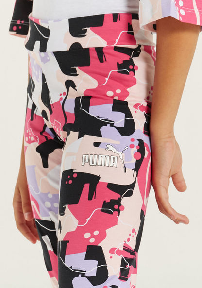 PUMA All-Over Print Leggings with Elasticated Waistband-Bottoms-image-2
