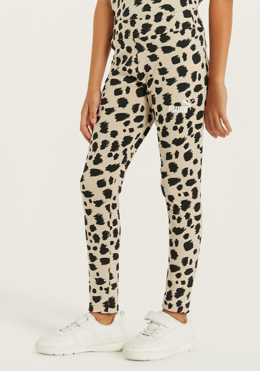PUMA All-Over Print Leggings with Elasticated Waistband-Bottoms-image-0