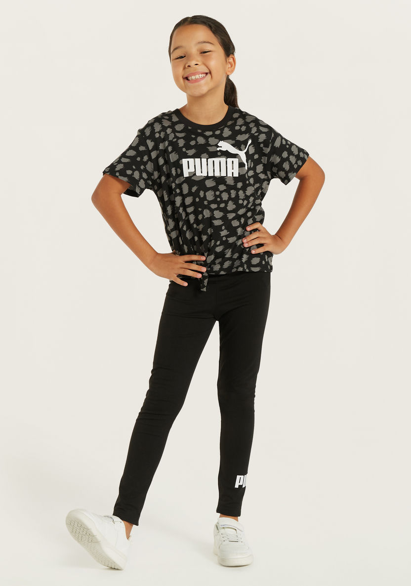 PUMA All-Over Animal Print T-shirt with Knot Detail-Tops-image-1