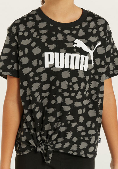 PUMA All-Over Animal Print T-shirt with Knot Detail-Tops-image-2