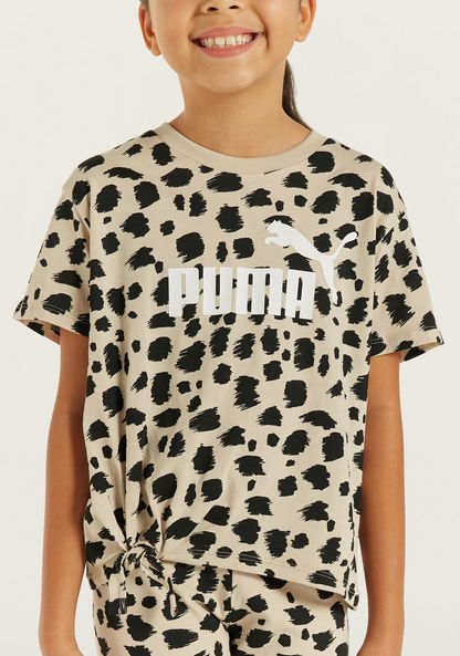 PUMA All-Over Animal Print T-shirt with Knot Detail-Tops-image-2