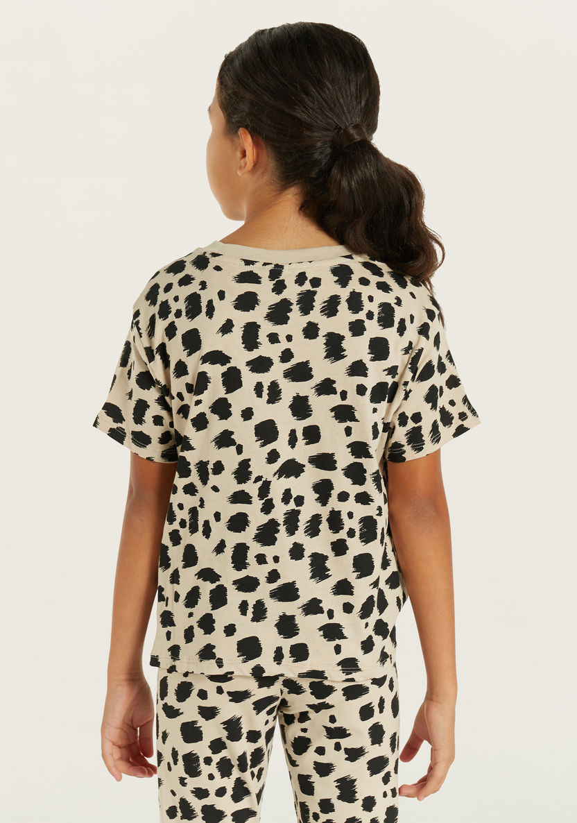 PUMA All-Over Animal Print T-shirt with Knot Detail-Tops-image-3