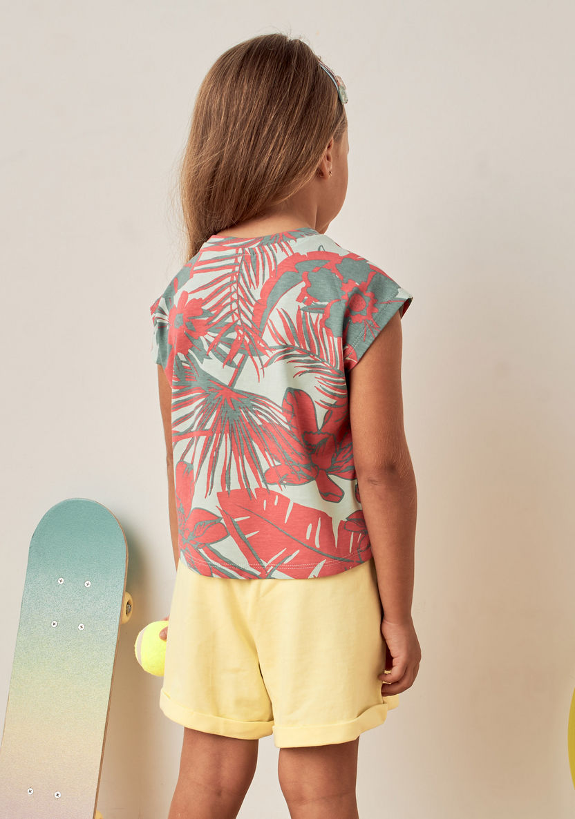 PUMA Floral Print T-shirt with Extended Sleeves-T Shirts-image-2