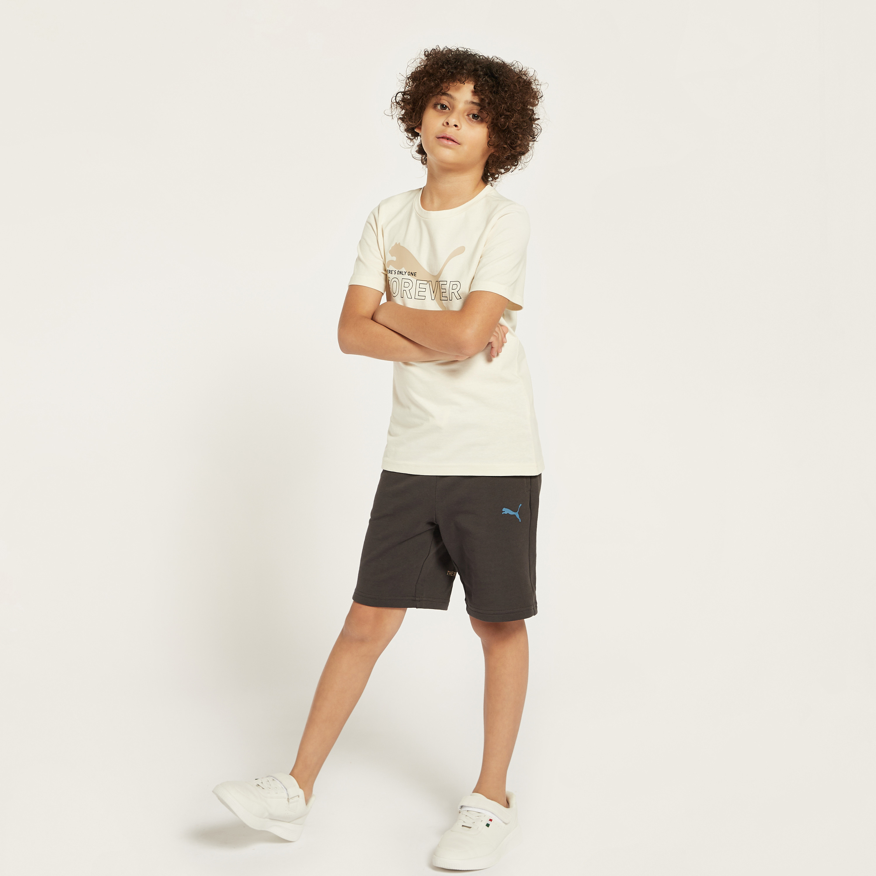 PUMA Graphic Print Crew Neck T-shirt with Short Sleeves-boys-clothing-tshirtsandpolos-image-2