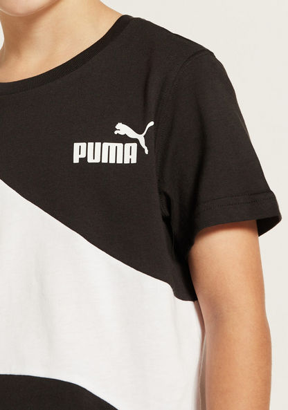 PUMA Logo Cut and Sew Round Neck T-shirt with Short Sleeves-T Shirts-image-2