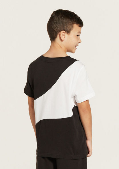 PUMA Logo Cut and Sew Round Neck T-shirt with Short Sleeves-T Shirts-image-3